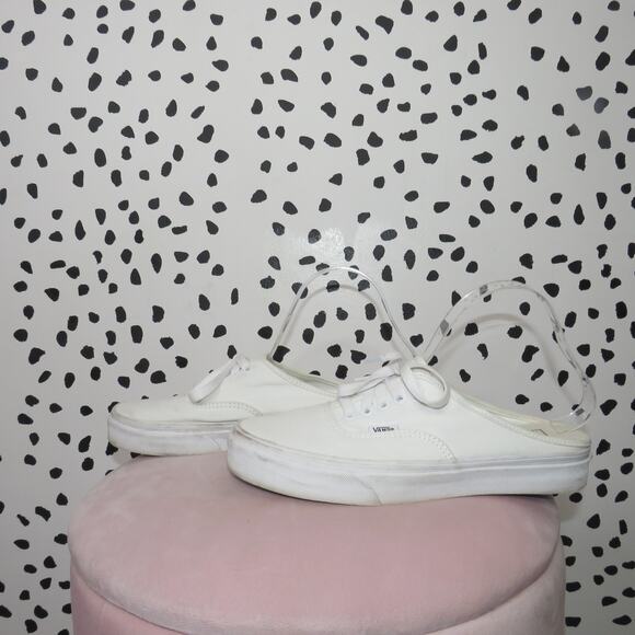 Vans White Canvas Authentic Slip On Mule Sneakers - Picture 4 of 8